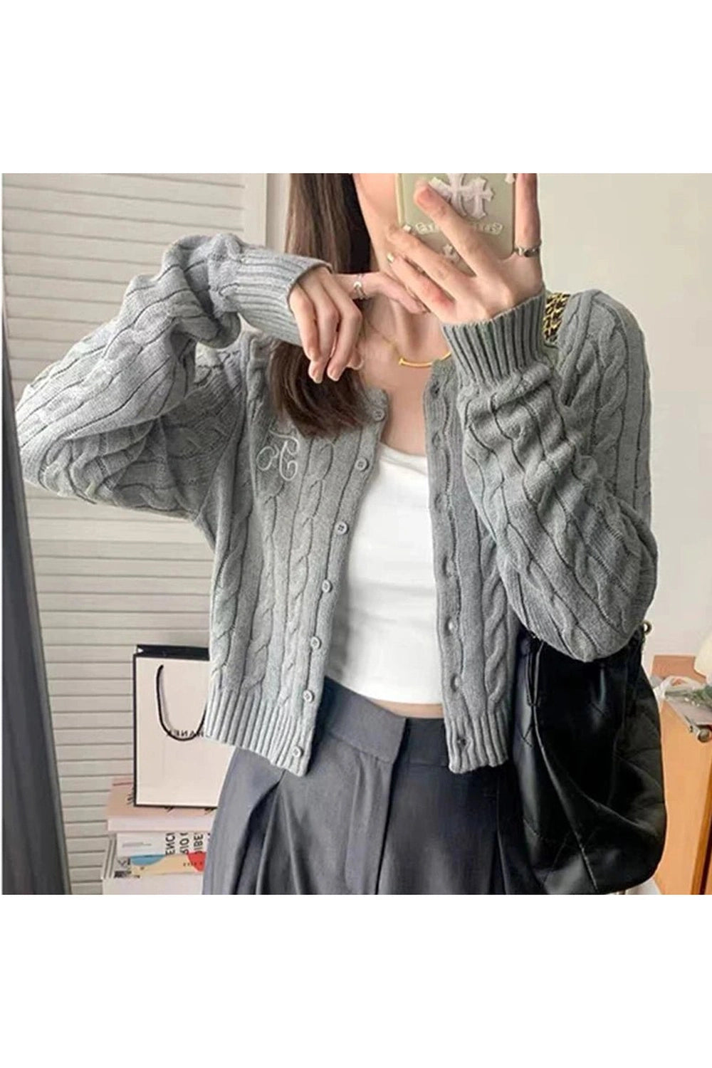 Cozy Cable - Knit Buttoned Cardigan - Cardigans