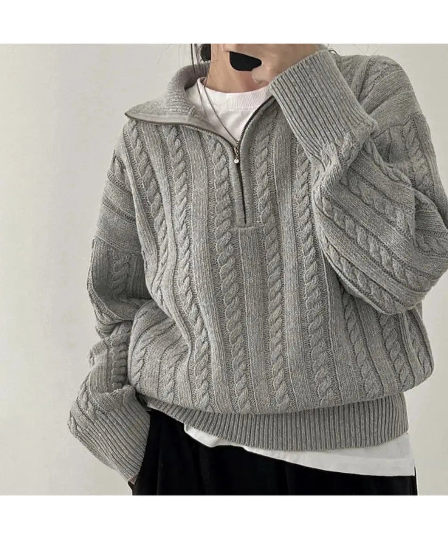 Cozy Cable Knit Quarter - Zip Sweater - Sweaters