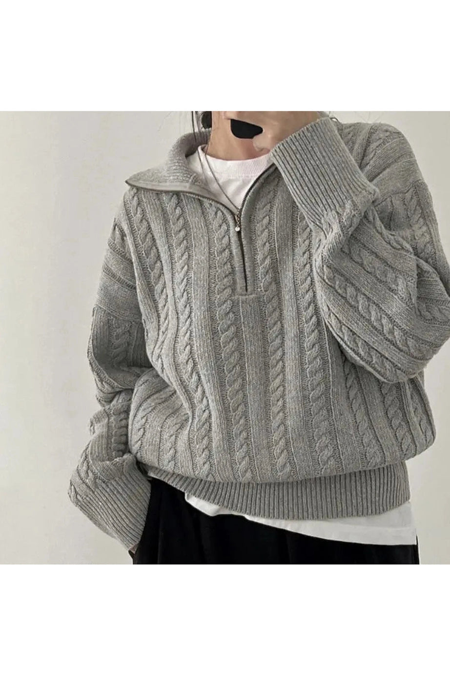 Cozy Cable Knit Quarter - Zip Sweater - Sweaters