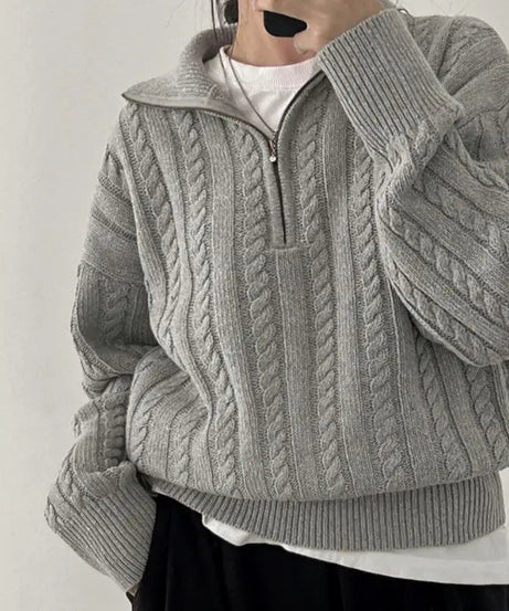 Cozy Cable Knit Quarter - Zip Sweater - Sweaters