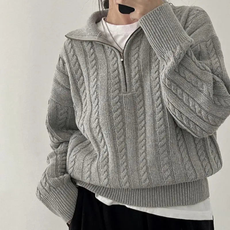 Cozy Cable Knit Quarter - Zip Sweater - Sweaters