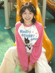 Kawaii Cozy Gamer Cat Raglan Sweatshirt Shoptery