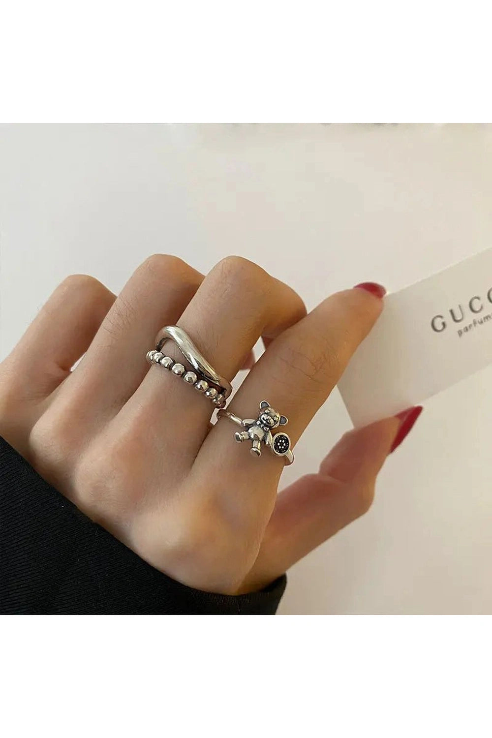 Creative Silver Bear Rings - Rings