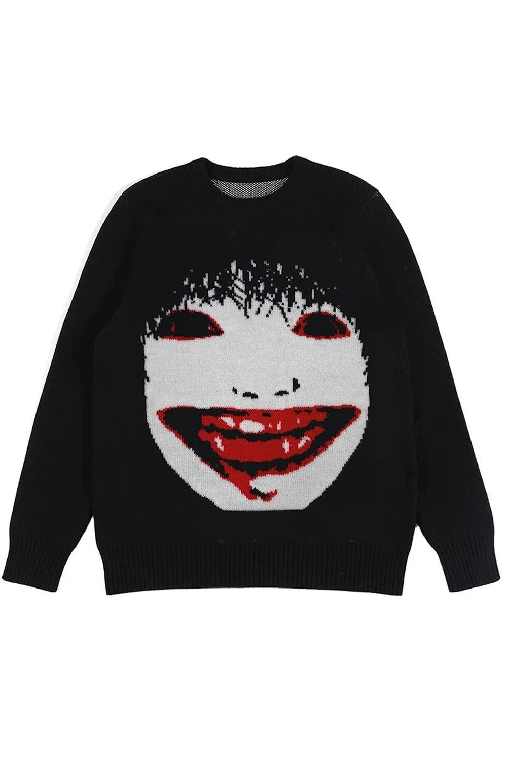 Sweater – Creepy Smile for Winter Layering Black01 Shoptery