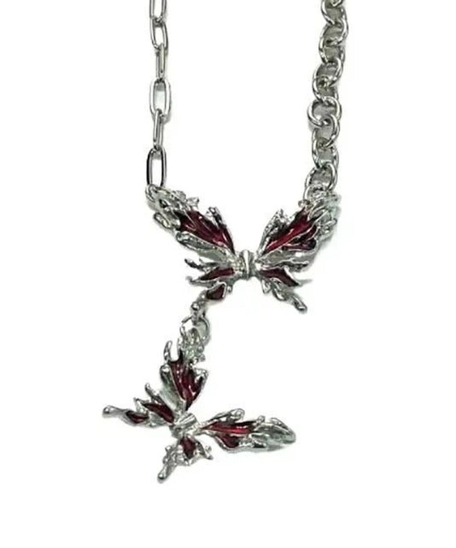 Crimson Butterfly Chain Necklace - Necklaces