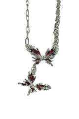 Edgy Crimson Butterfly Chain Necklace 1 Shoptery