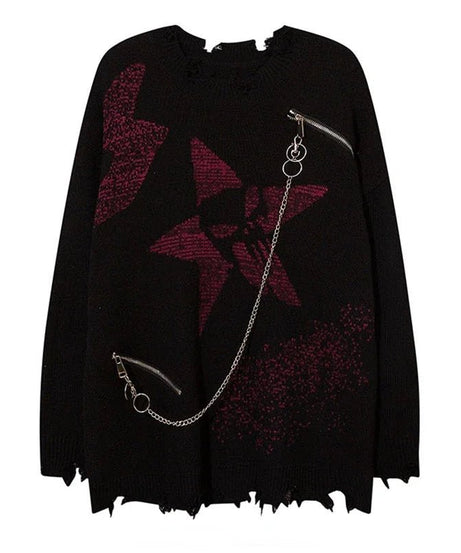 Crimson Chaos Chain Sweater - Sweaters