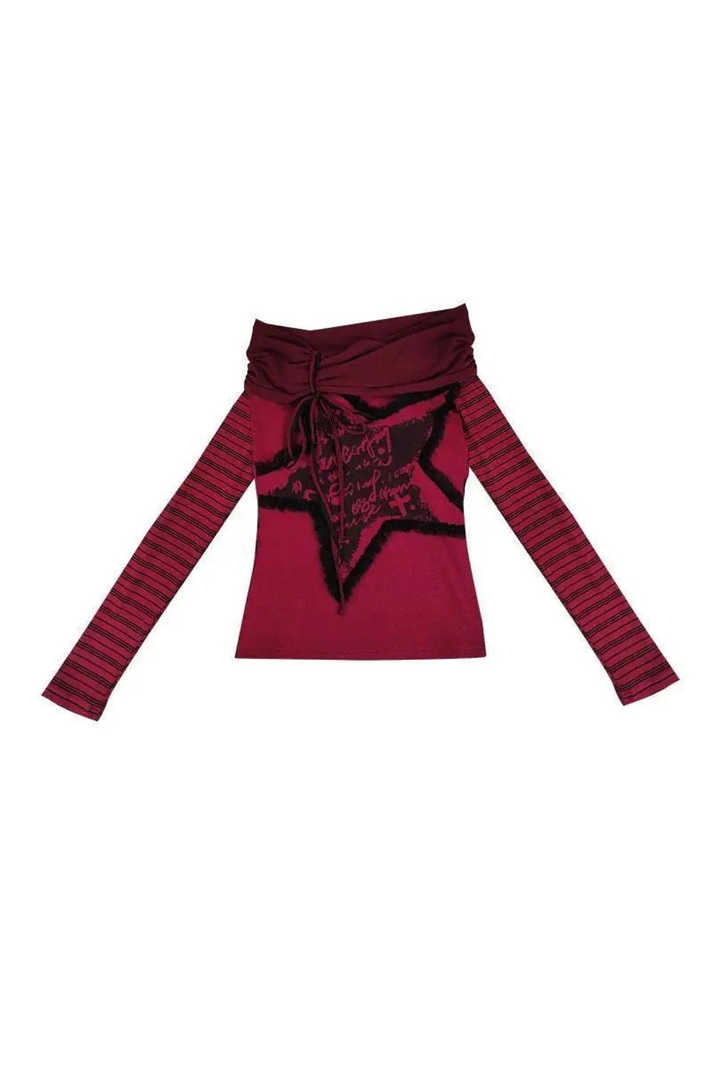 Crimson Chaos Off - Shoulder Top - Shirts & Tops