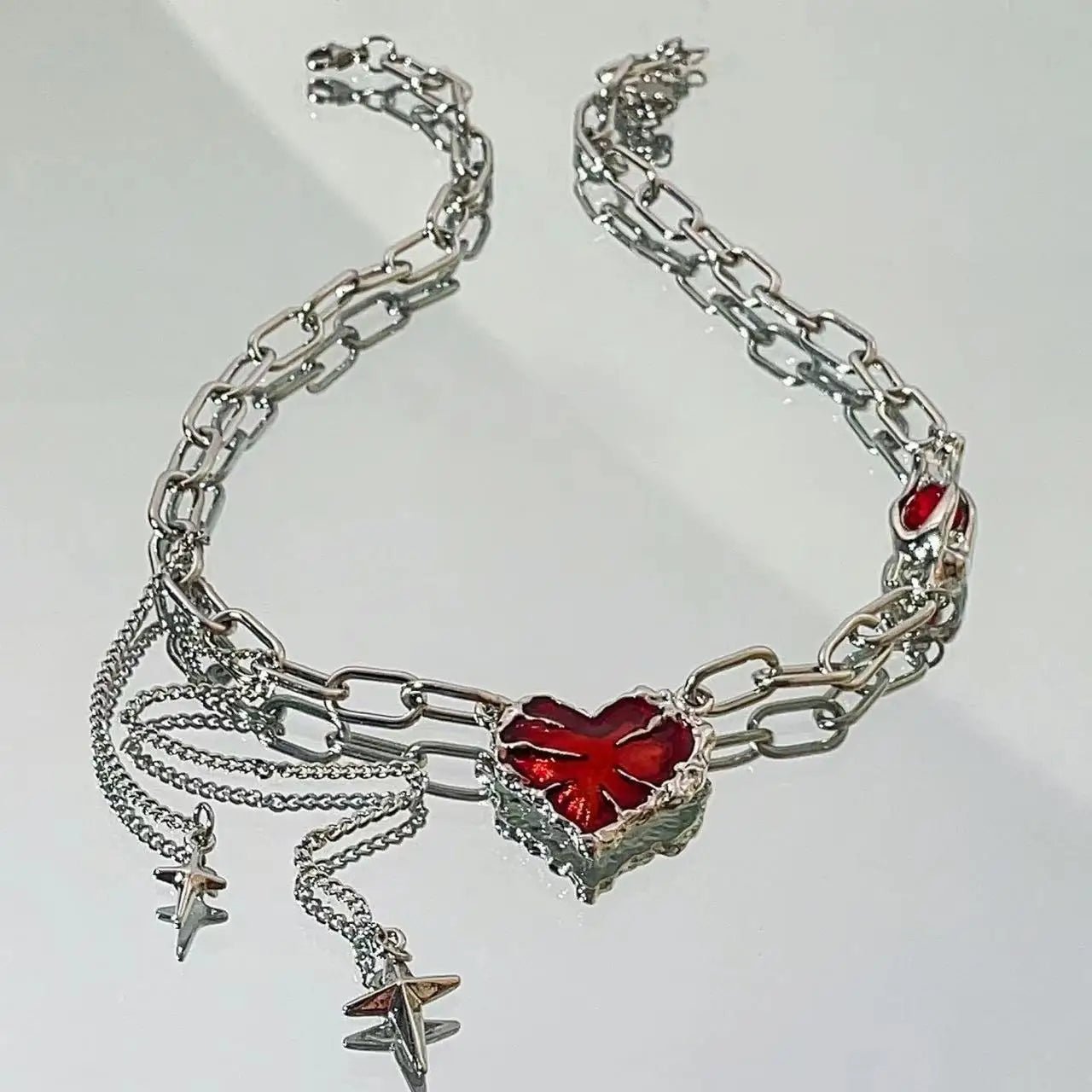 Crimson Shattered Alt Goth Heart Necklace Shoptery