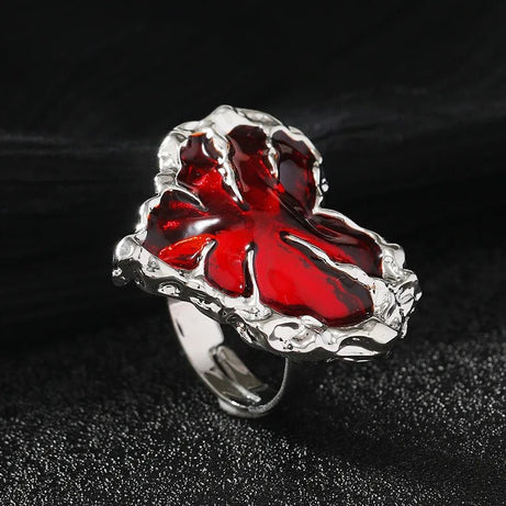 Crimson Shattered Alt Goth Heart Necklace Ring Shoptery