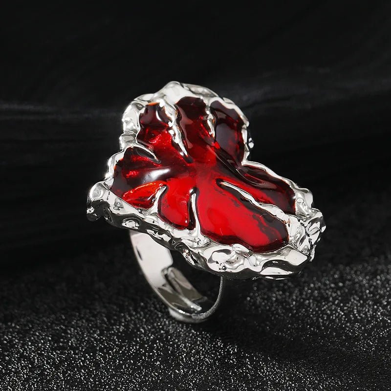 Crimson Shattered Alt Goth Heart Necklace Ring Shoptery