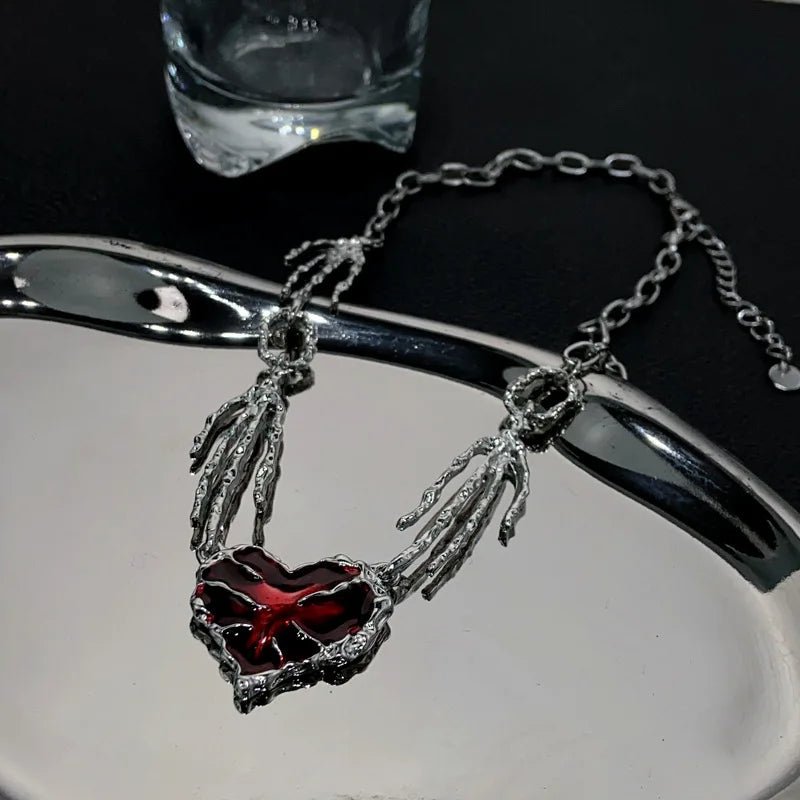 Crimson Shattered Alt Goth Heart Necklace A Shoptery
