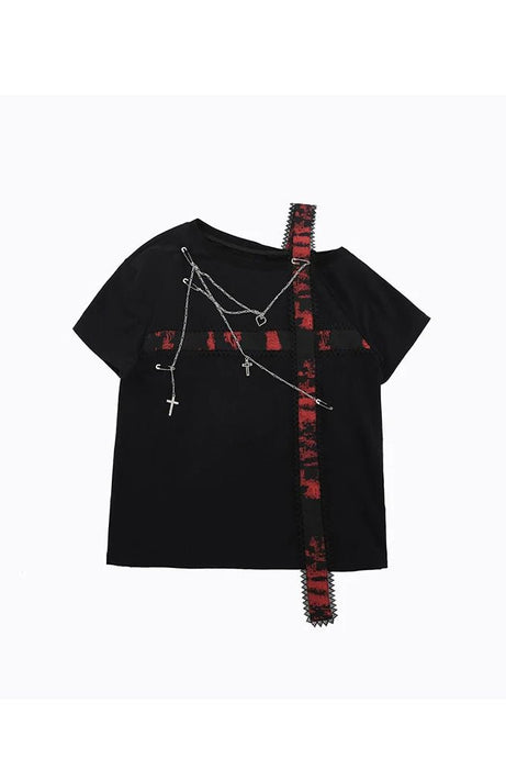 Cross Chains Grunge T-shirt - T-Shirts