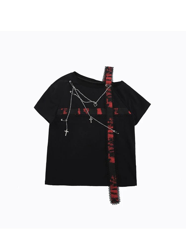 Cross Chains Grunge T-shirt - T-Shirts