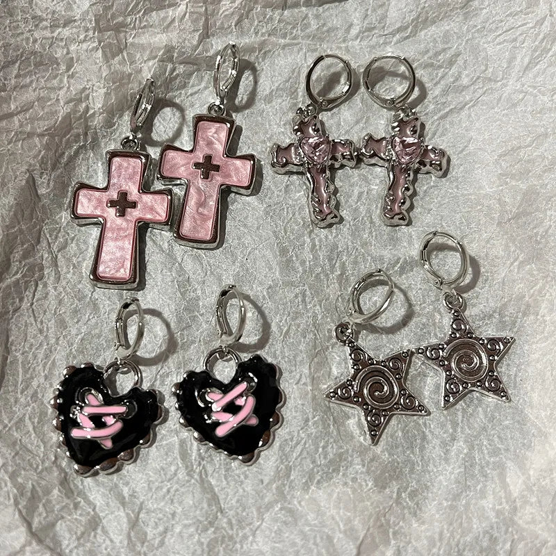 Cross Crystal Silver Earrings Gifts -