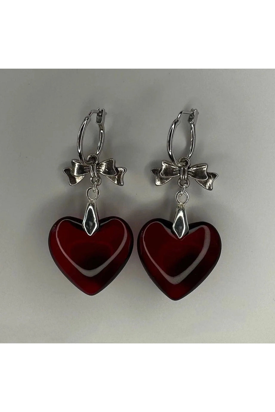 Crystal Heart Hoop Earrings -