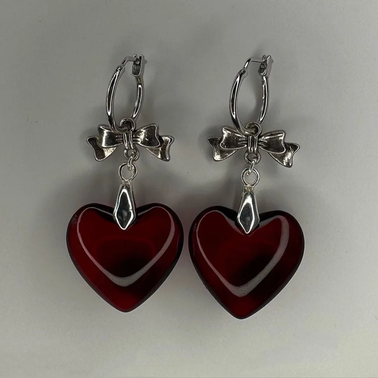 Crystal Heart Hoop Earrings -