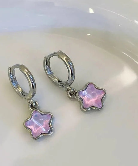 Crystal Pentagram Hoop Earrings -