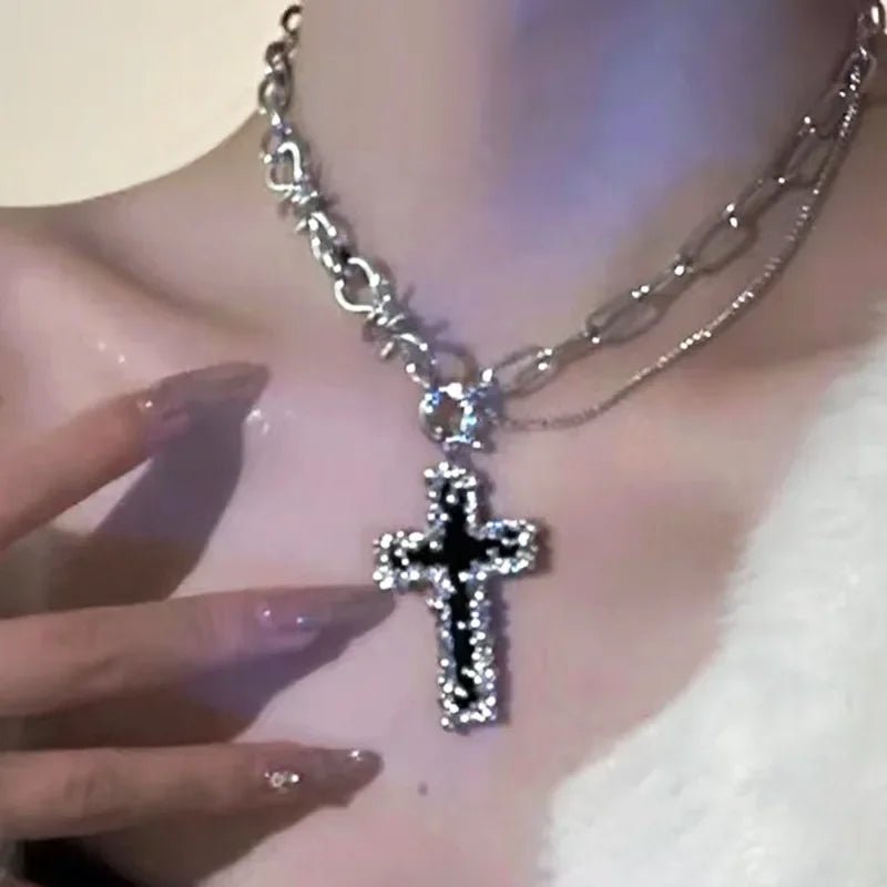 Crystal Rose Gothic Cross Necklace 5793101 Shoptery