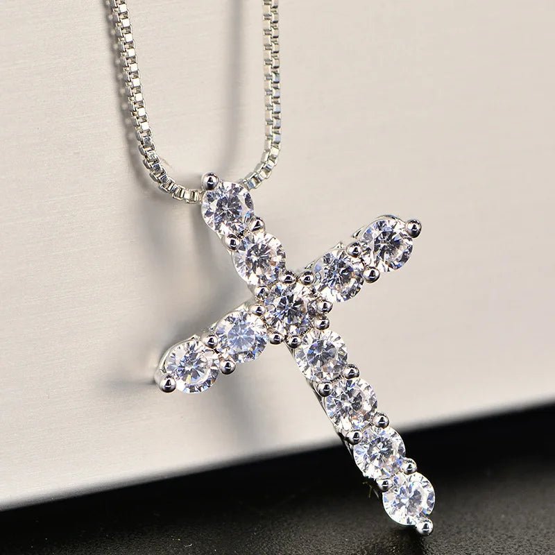 Crystal Rose Gothic Cross Necklace NQY-3 Shoptery
