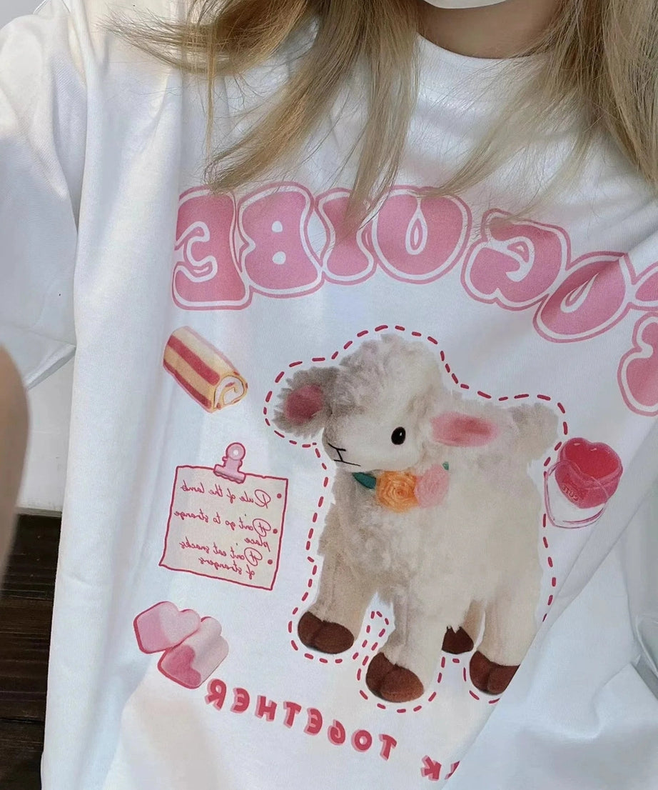 Cute Lamb Graphic T-shirt -