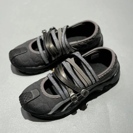 Cyber Y2k Noir Reflective Sneakers Shoptery