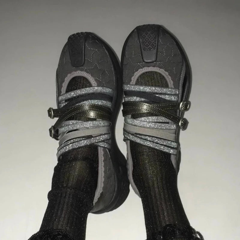 Cyber Y2k Noir Reflective Sneakers Shoptery