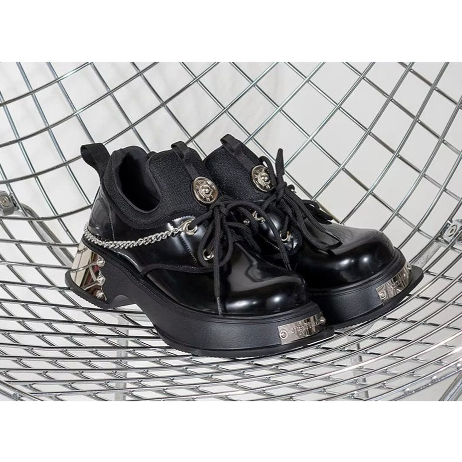 Cyber Y2k Skull Metal Platform Shoes Shoptery