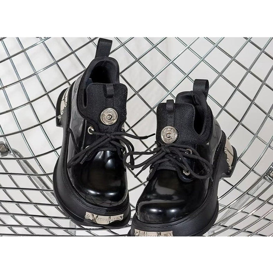 Cyber Y2k Skull Metal Platform Shoes Shoptery