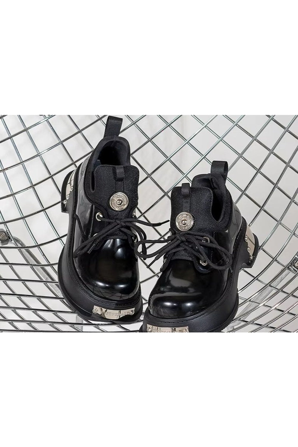 Cyber Y2k Skull Metal Platform Shoes Shoptery