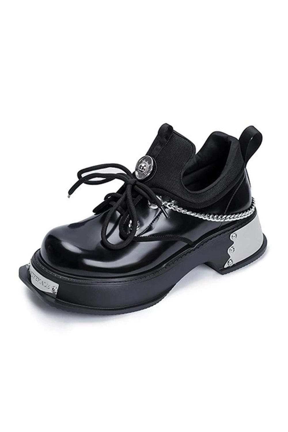Cyber Y2k Skull Metal Platform Shoes black Shoptery