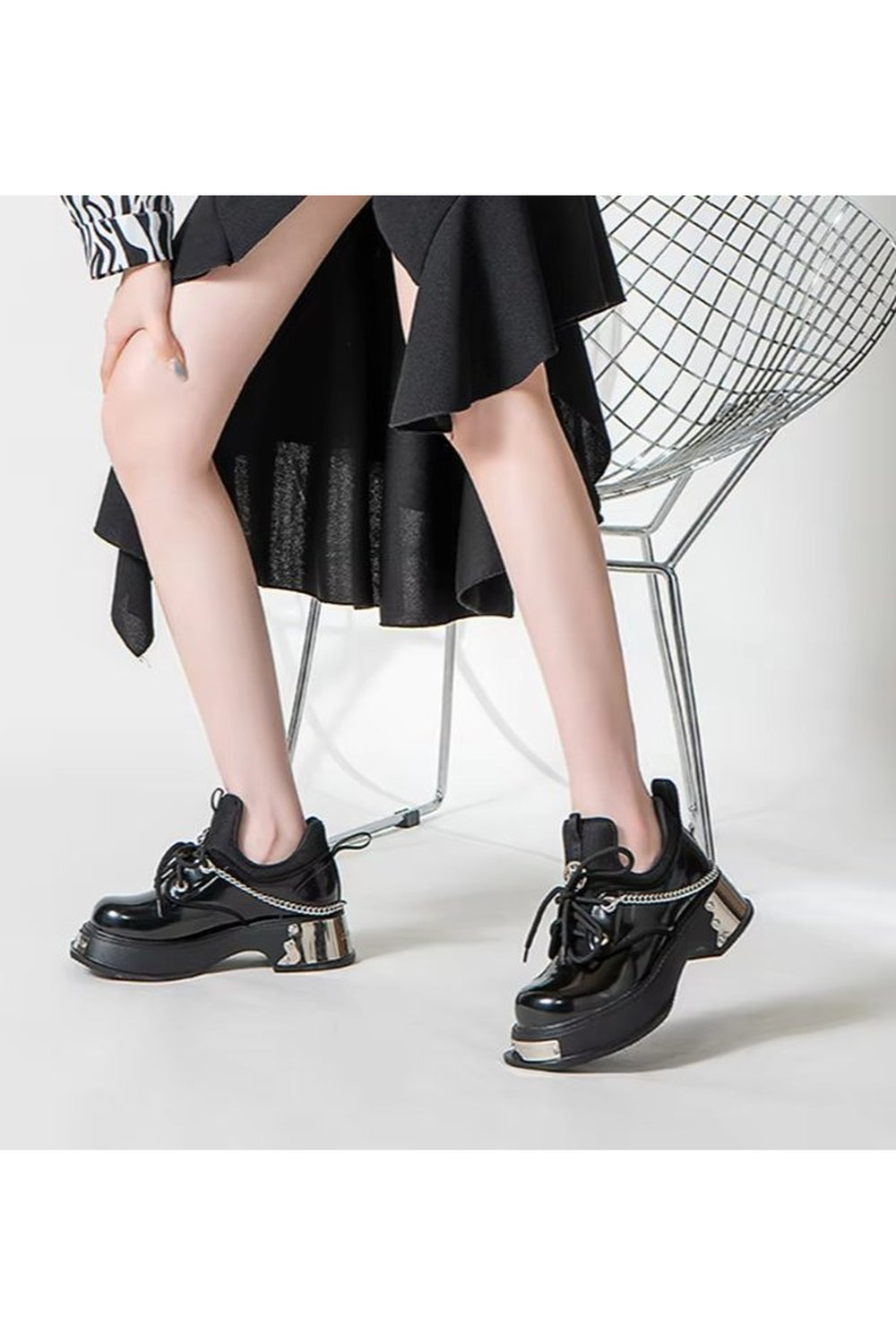 Cyber Y2k Skull Metal Platform Shoes Shoptery