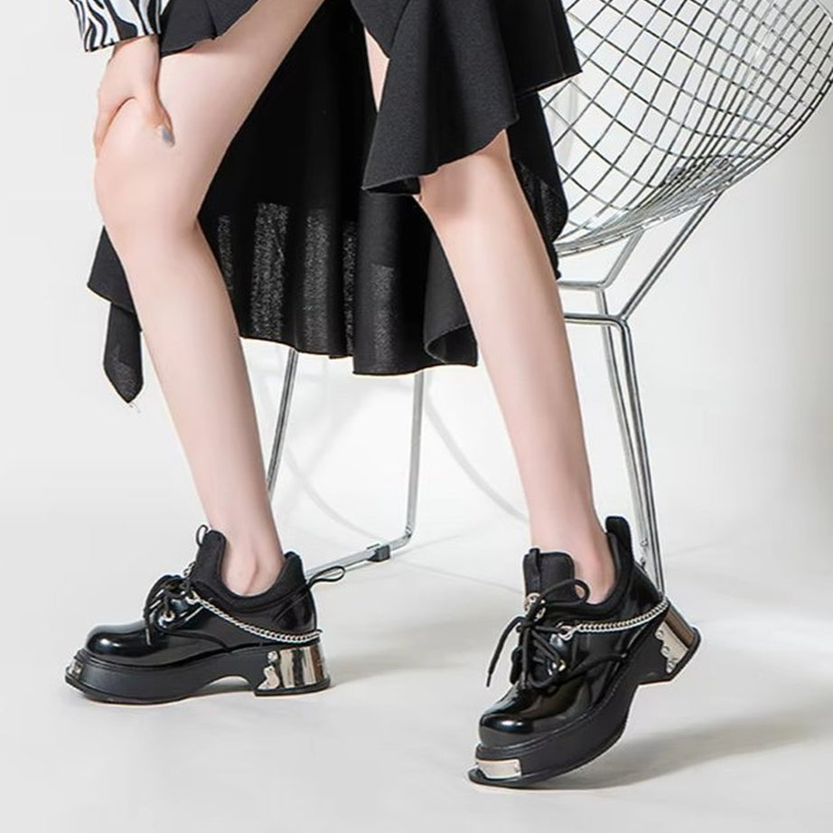 Cyber Y2k Skull Metal Platform Shoes Shoptery