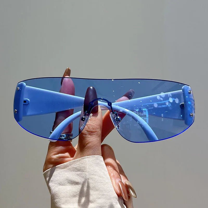 Cyber Y2k Vision Shield Sunglasses Blue Shoptery