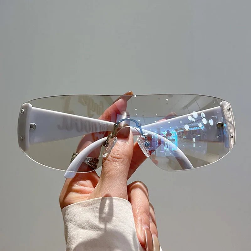 Cyber Y2k Vision Shield Sunglasses Silver Shoptery