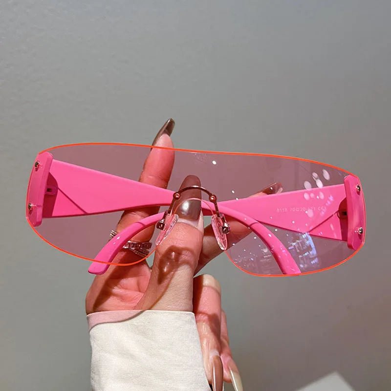 Cyber Y2k Vision Shield Sunglasses Pink Shoptery