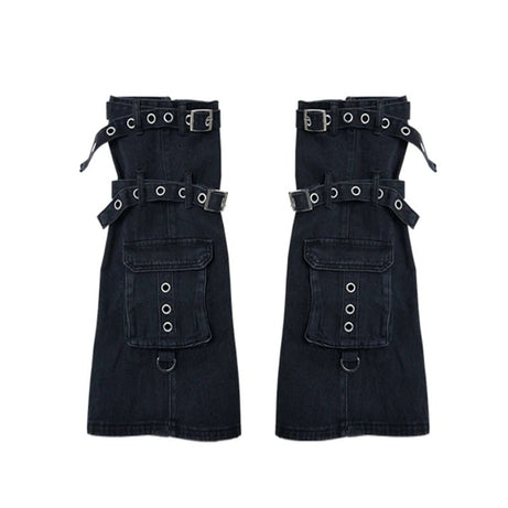Y2k Chaos Buckle Leg Warmers Black One Size Shoptery