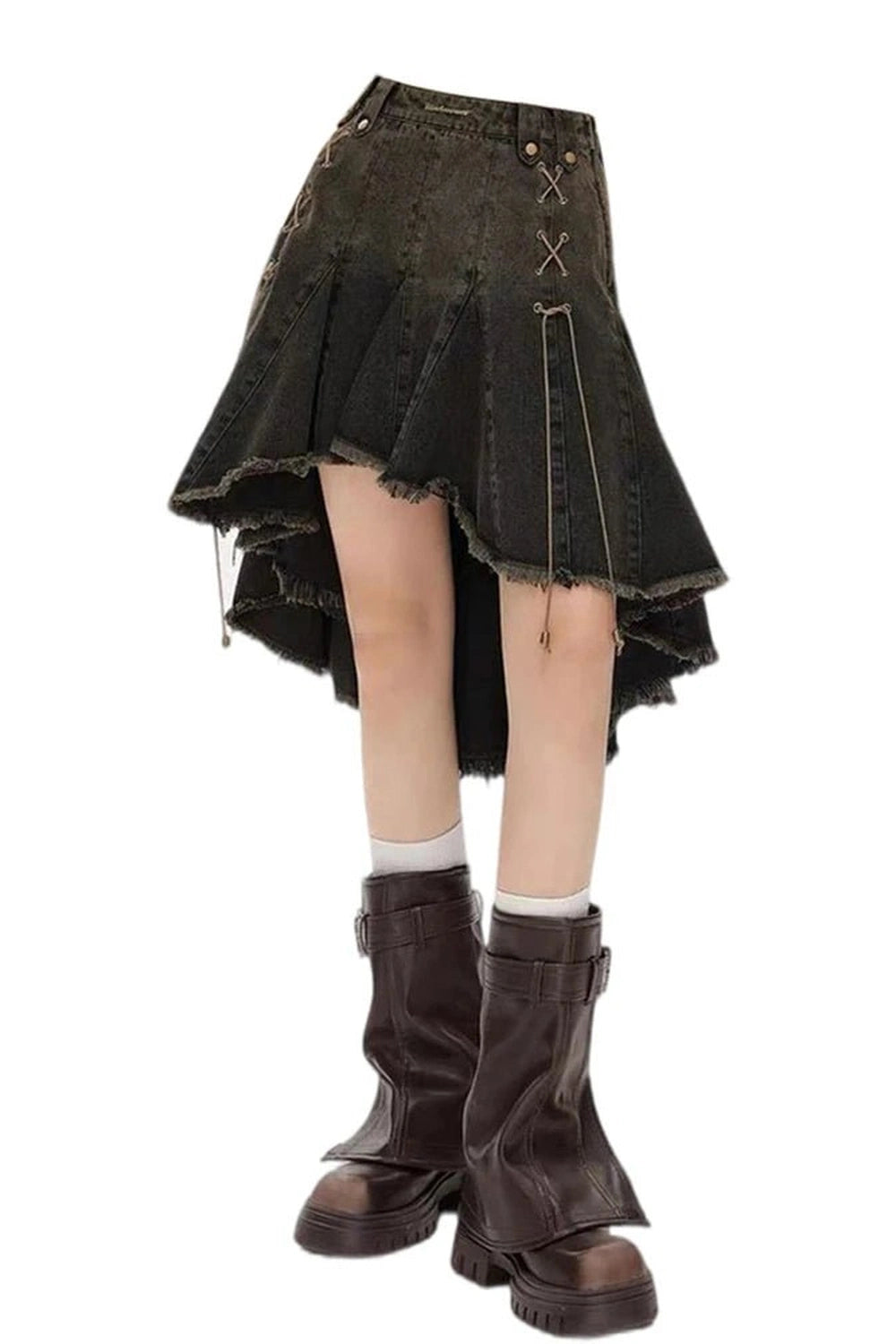 Dark Academia Denim Skirt - Skirts