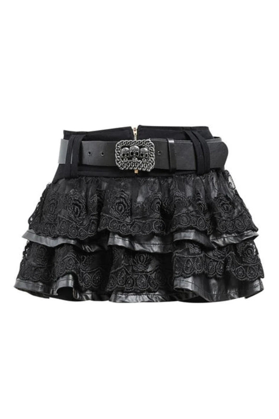 Dark Academia Lace Mini Skirt - Denim Skirt