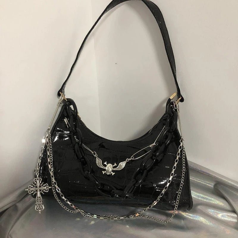 Dark Angel Chain Y2k Shoulder Bag black Shoptery
