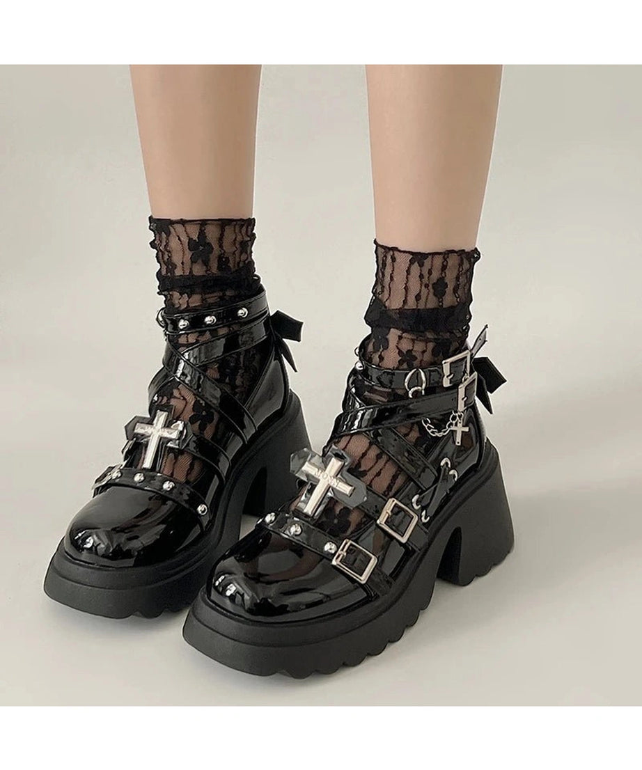 Dark Angel Chain Strap Shoes - 