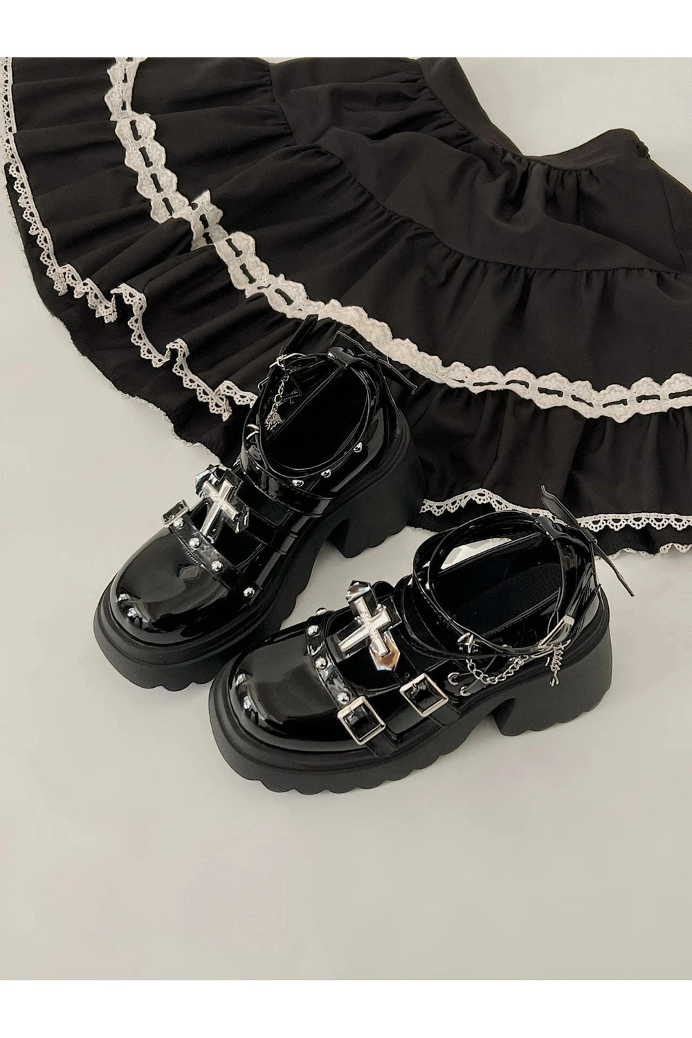 Alt Dark Angel Chain Strap Shoes Shoptery