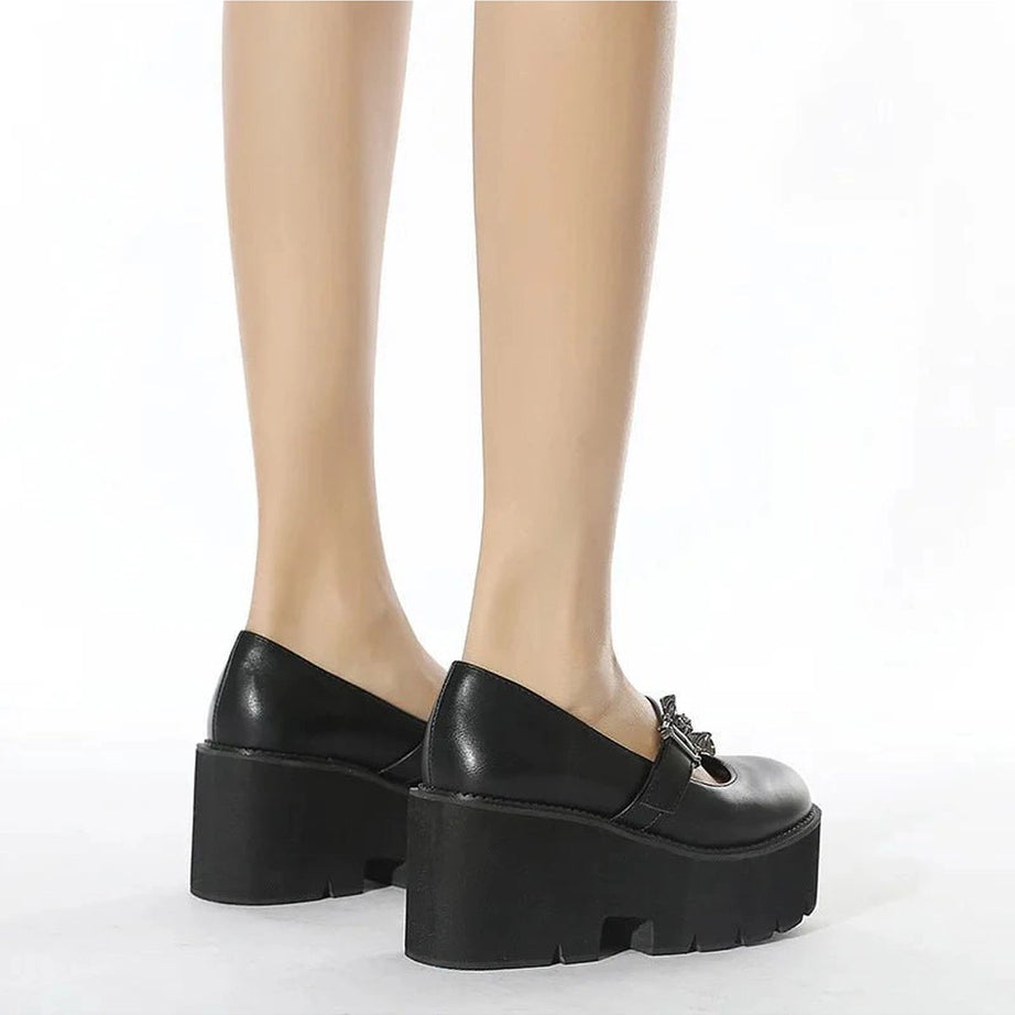 Alt Dark Bat Charm Chunky Shoes Shoptery