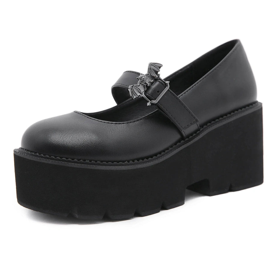 Alt Dark Bat Charm Chunky Shoes black Shoptery