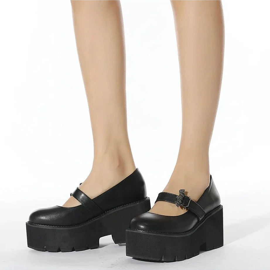 Alt Dark Bat Charm Chunky Shoes Shoptery