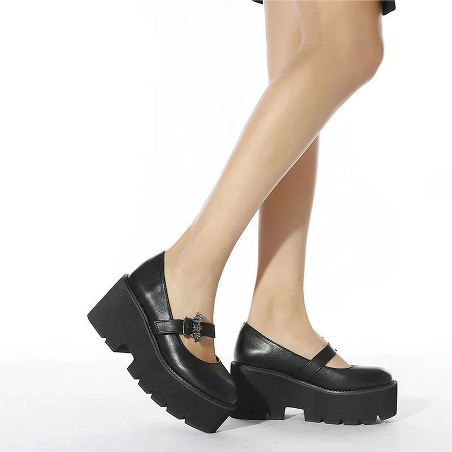 Alt Dark Bat Charm Chunky Shoes Shoptery