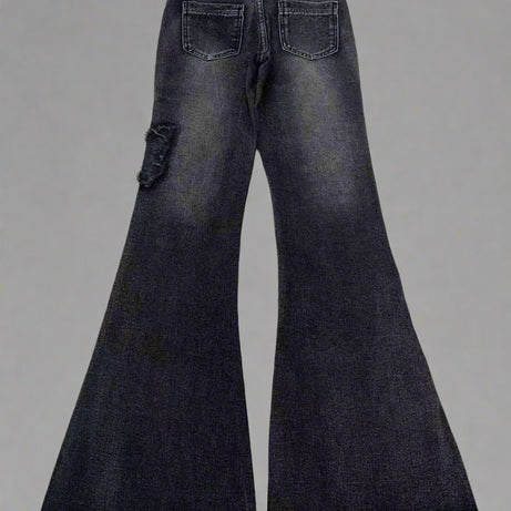 Y2k Dark Butterfly Flare Jeans Shoptery