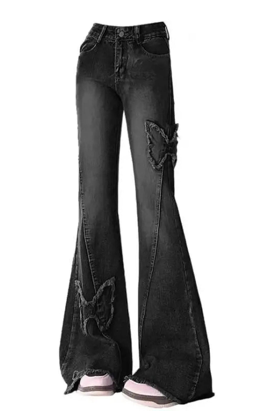 Dark Butterfly Flare Jeans - Jeans