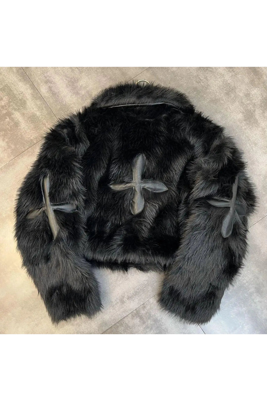 Dark Cross Faux Fur Jacket - Coats & Jackets