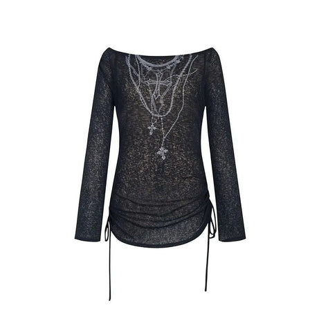Dark Crucifix Alt Long Sleeve Top black Shoptery